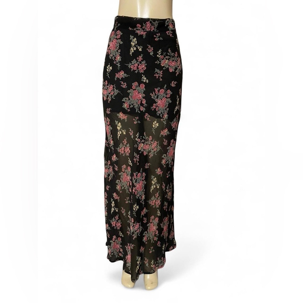 Lumiere Black Floral Maxi Skirt